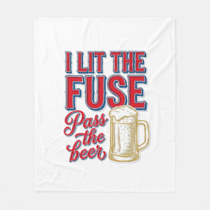 Funny Beer Fireworks Vintage Shirt Design_1 Fleece Blanket