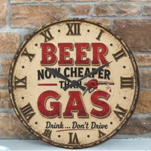 Funny Beer Garage Decor Large Clock