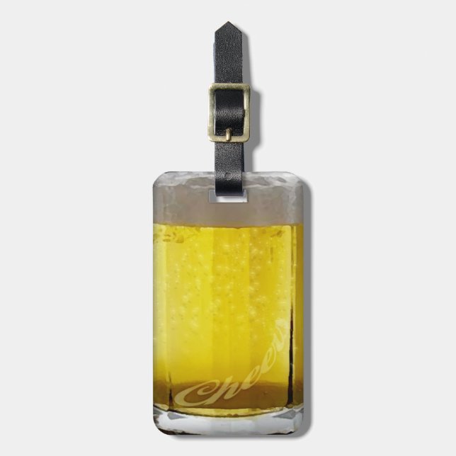 Funny Beer Glass Personalised Luggage Tag (Front Vertical)