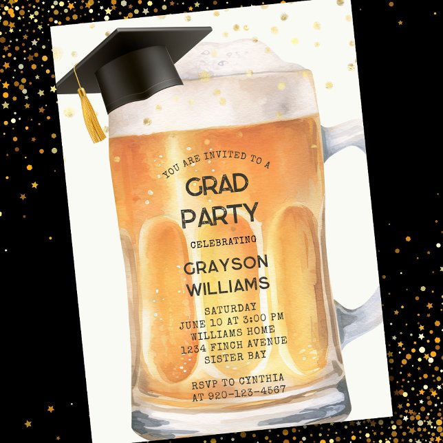 Funny Beer Graduation Party Invitation (Creator Uploaded)