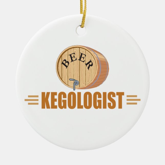 Funny Beer Keg Ceramic Tree Decoration (Front)