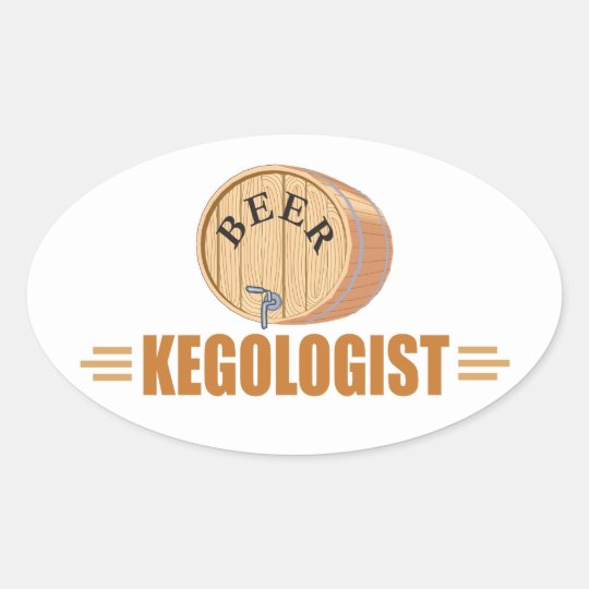Funny Beer Keg Oval Sticker