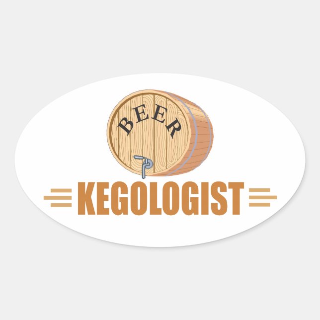 Funny Beer Keg Oval Sticker (Front)