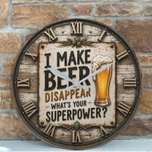 Funny Beer Large Clock