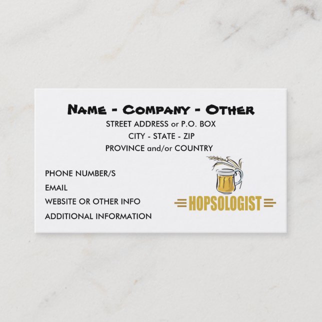 Funny Beer Lovers Humourous HOPSOLOGIST Business Card (Front)