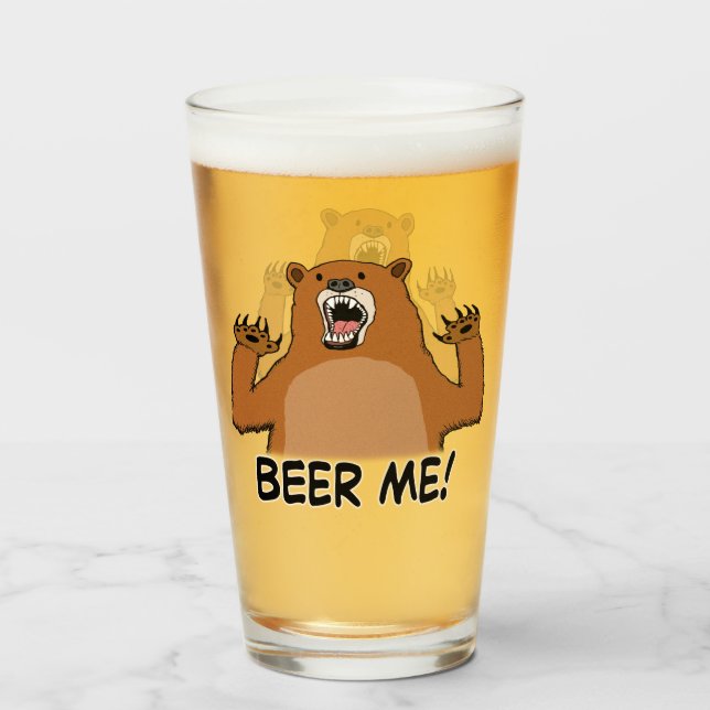 Funny Beer Me Bear Glass (Front Filled)