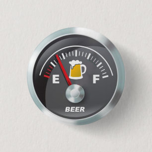 Funny - Beer Metre Fill'er Up Gauge 3 Cm Round Badge