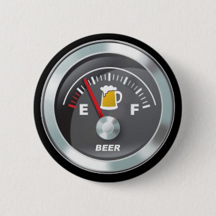Funny - Beer Metre Fill'er Up Gauge 6 Cm Round Badge