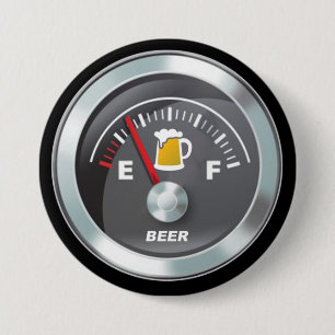 Funny - Beer Metre Fill'er Up Gauge 7.5 Cm Round Badge