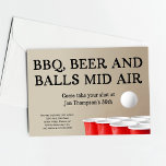 Funny Beer Pong BBQ Birthday Bachelor Party Invitation<br><div class="desc">"BBQ,  Beer & Balls Mid Air."  A funny beer pong BBQ invitation for the bold and the buzzed. Perfect for a 21st or 30th (or any other year) birthday or bachelor party.</div>
