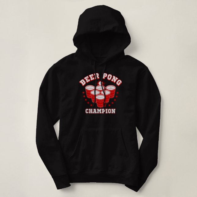 Funny Beer Pong Champion T-Shirt Hoodie (Design Front)