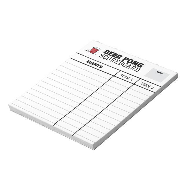 Funny Beer pong scoreboard 2 teams editable Notepad (Rotated)