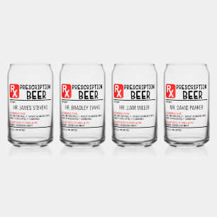 Funny Beer Prescription Personalised Name Beer Can Glass
