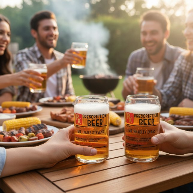 Funny Beer Prescription Personalised Name Beer Can Glass (Creator Uploaded)