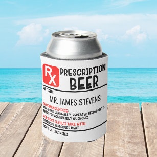 Funny Beer Prescription Personalised Name  Can Cooler