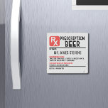Funny Beer Prescription Personalised Name Stone Magnet<br><div class="desc">This fun modern design features a personalised prescription for beer. Personalise by editing the text in the text box provided.  #beer #gifts #giftsforhim #giftsformen #barware #kitchen #magnets</div>