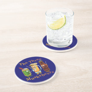 Funny Beer Pun Three Muskebeers Humourous Coaster
