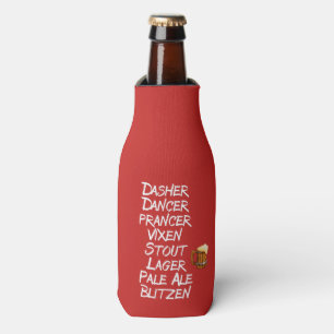 Funny Beer Reindeer Names Christmas Bottle Cooler