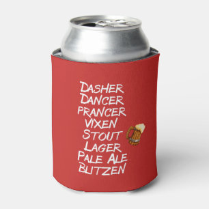 Funny Beer Reindeer Names Christmas Can Cooler