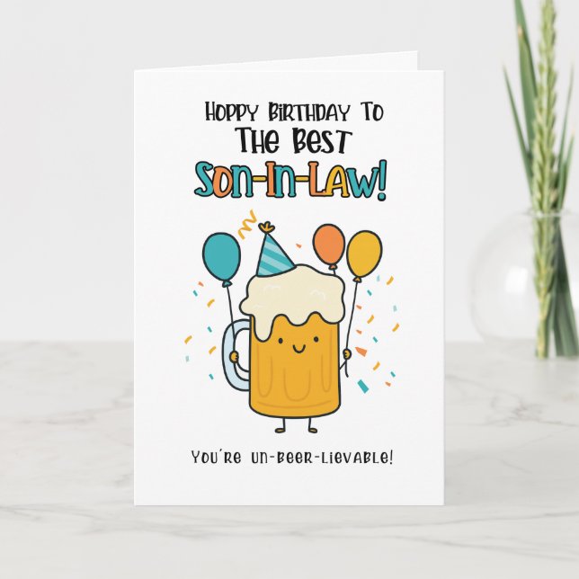 Funny Beer Son-in-Law Card – Birthday Cheers Humou (Front)