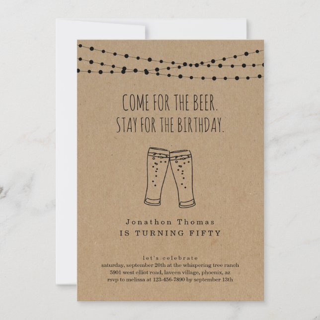 Funny Beer Theme Birthday Invitation (Front)