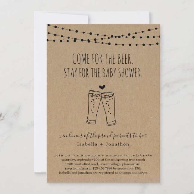 Funny Beer Theme Couple's Baby Shower Invitation (Front)