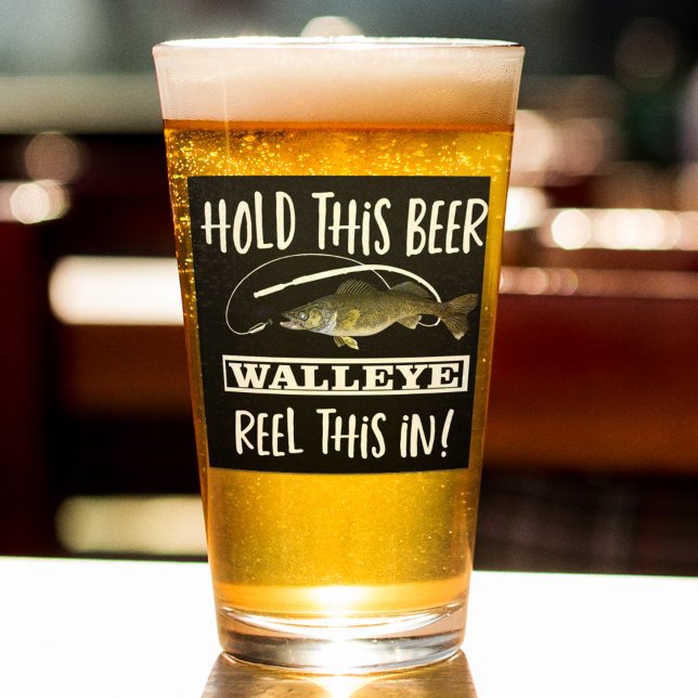 Funny Beer Walleye Fishing Pun Fisherman Fish Glass (Creator Uploaded)