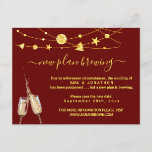 Funny Beer Wedding Postponement Announcement Postc Postcard