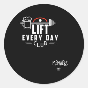 Funny Beer Weightlifting Bodybuilding Powerlifting Classic Round Sticker