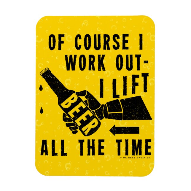 Funny Beer Work Out Humour Golden Lager Bubbles Magnet (Vertical)