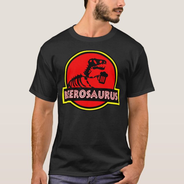 Funny BeeroSaurus Dinosaur Beer Drinker Lover Gift T-Shirt (Front)