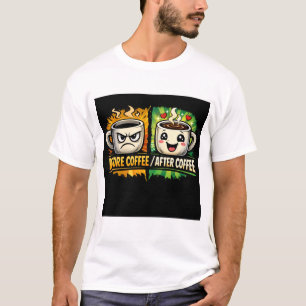 Funny Before Coffee After Coffee Cartoon Coffee T-Shirt