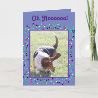 Funny Belated Birthday Card w/Basset & Cupcake