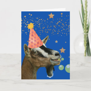 Funny Belated Birthday with Party Goat Card