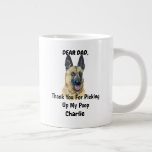 Funny Belgian Malinois Dad Watercolor Canine Art Large Coffee Mug
