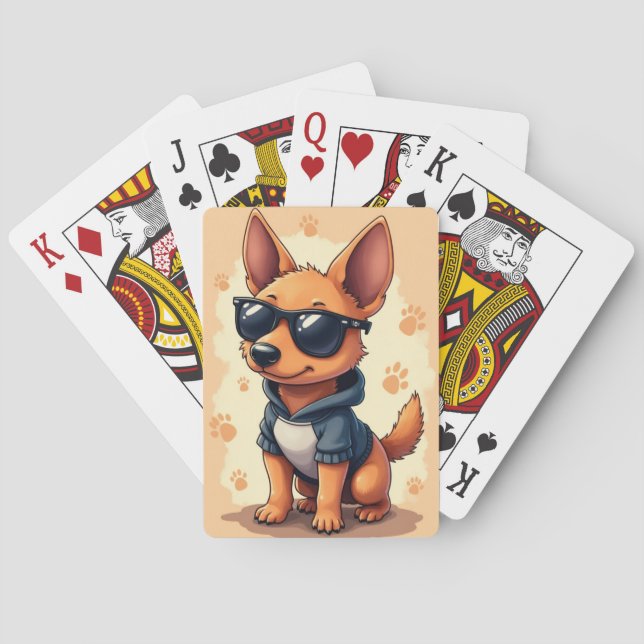 Funny Belgian Malinois Kawaii Dog Playing Cards (Back)