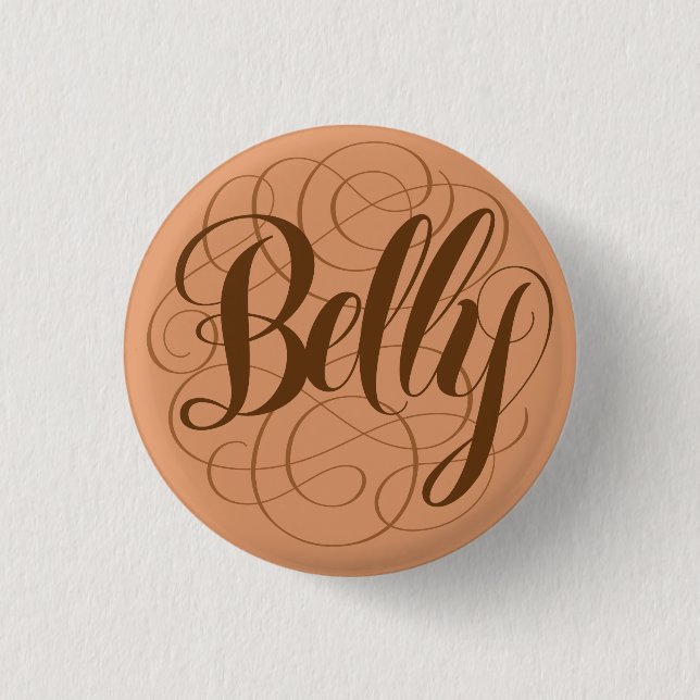 Funny Belly Button calligraphy lettering pinback (Front)