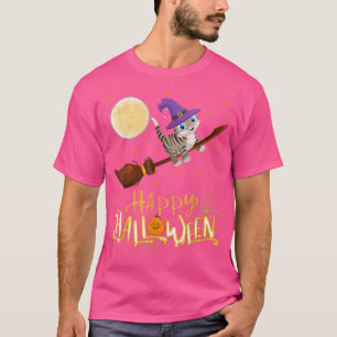 Funny Bengal cat Ride Witch Shot Bengal cat Hallow T-Shirt