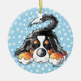 Funny Bernese Mountain Dog Cartoon Ceramic Tree Decoration