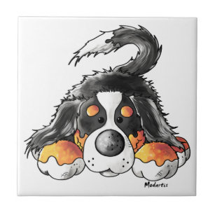 Funny Bernese Mountain Dog Cartoon Tile