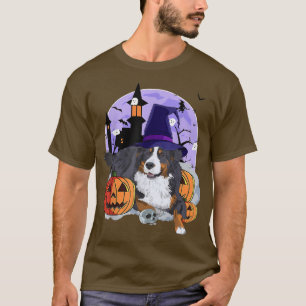 Funny Bernese Mountain Dog Halloween Witch Pumpkin T-Shirt