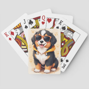 Funny Bernese Mountain Dog Kawaii Dog Playing Cards