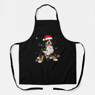 Funny Bernese Mountain Dog Lights Christmas Matchi Apron