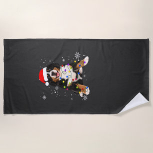 Funny Bernese Mountain Dog Lights Christmas Matchi Beach Towel
