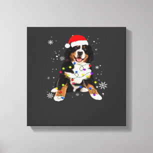 Funny Bernese Mountain Dog Lights Christmas Matchi Canvas Print