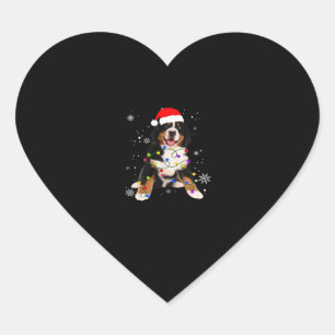 Funny Bernese Mountain Dog Lights Christmas Matchi Heart Sticker