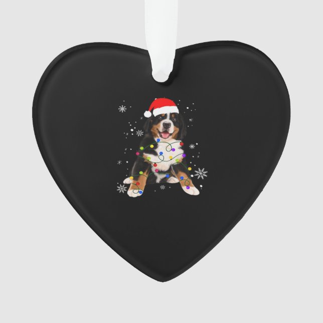 Funny Bernese Mountain Dog Lights Christmas Matchi Ornament (Front)