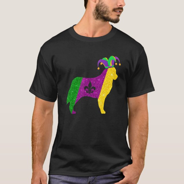 Funny Bernese Mountain Dog Mardi Gras Party Mask B T-Shirt (Front)