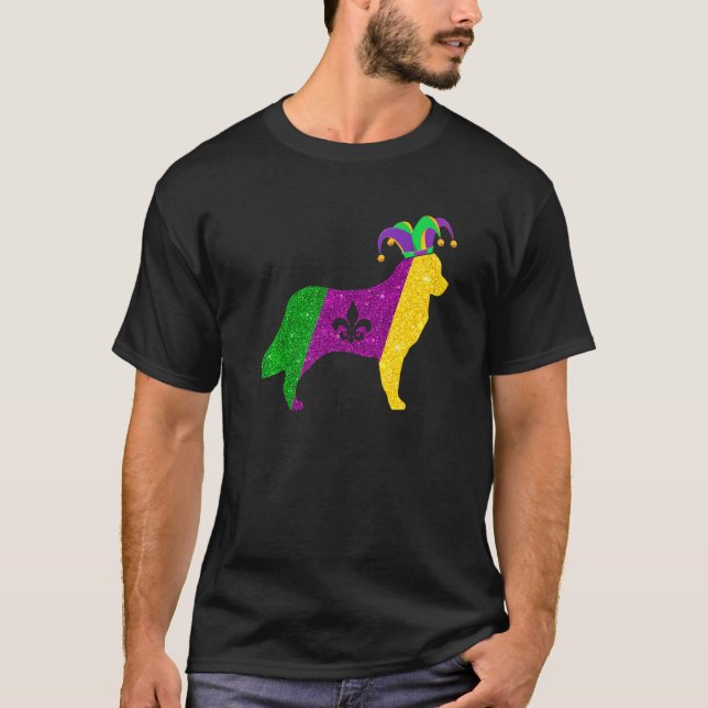 Funny Bernese Mountain Dog Mardi Gras Party Mask B T-Shirt (Front)