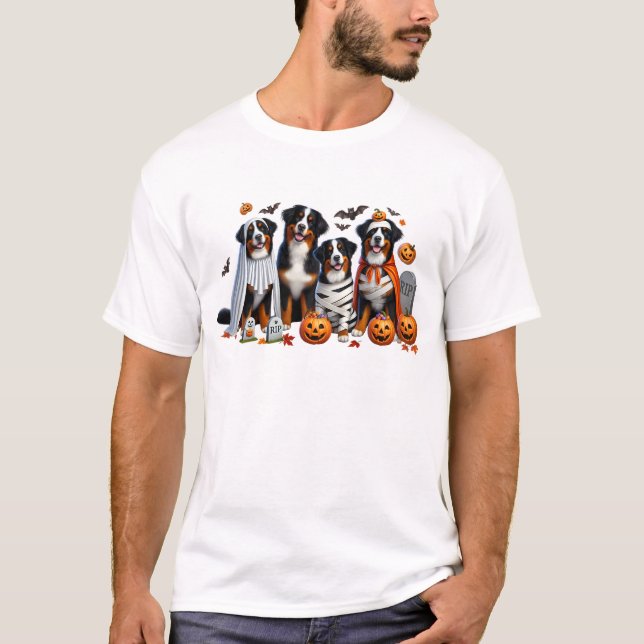 Funny Bernese Mountain Dogs Halloween Dog Lover T-Shirt (Front)
